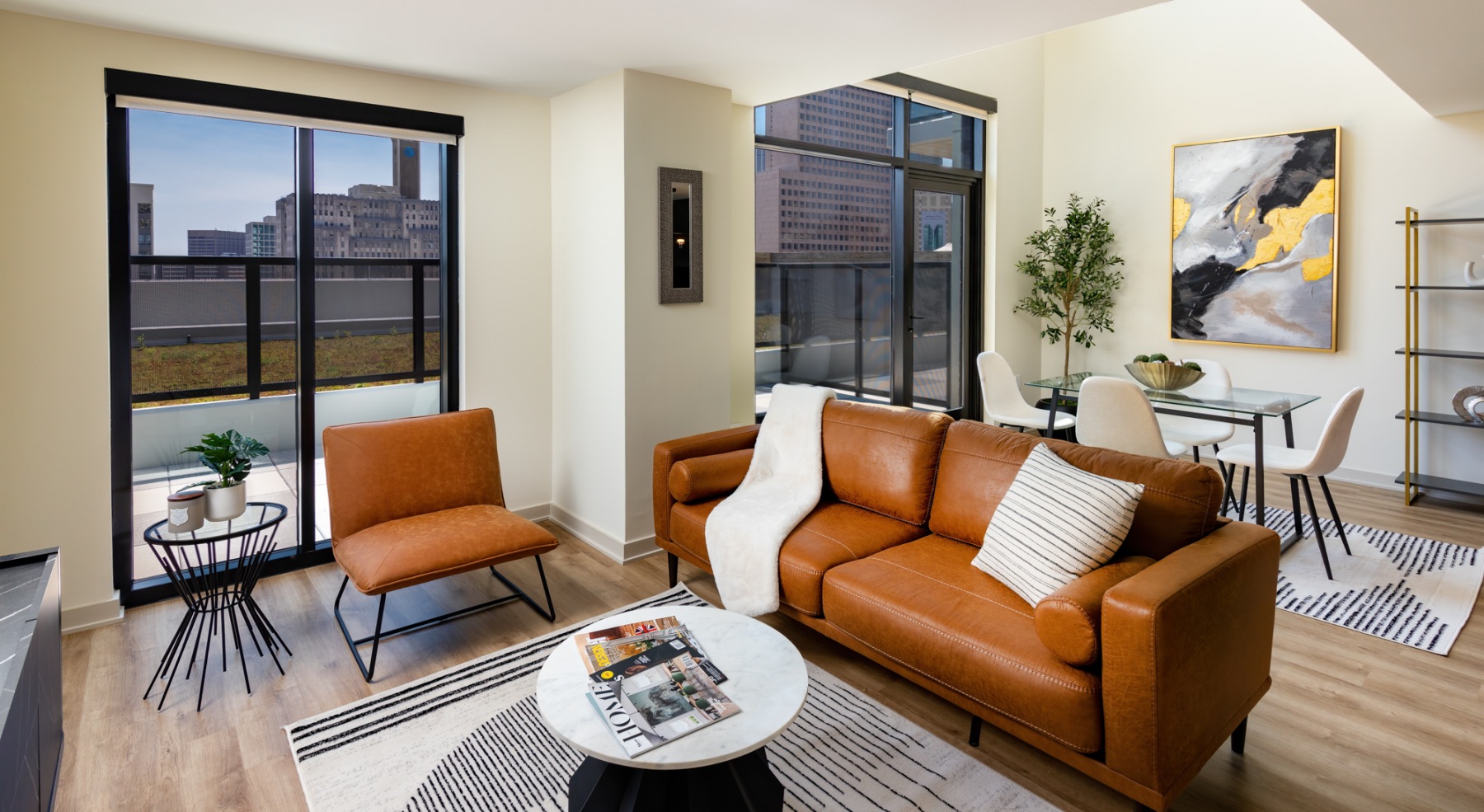 Ascent townhome living space open concept dining balcony